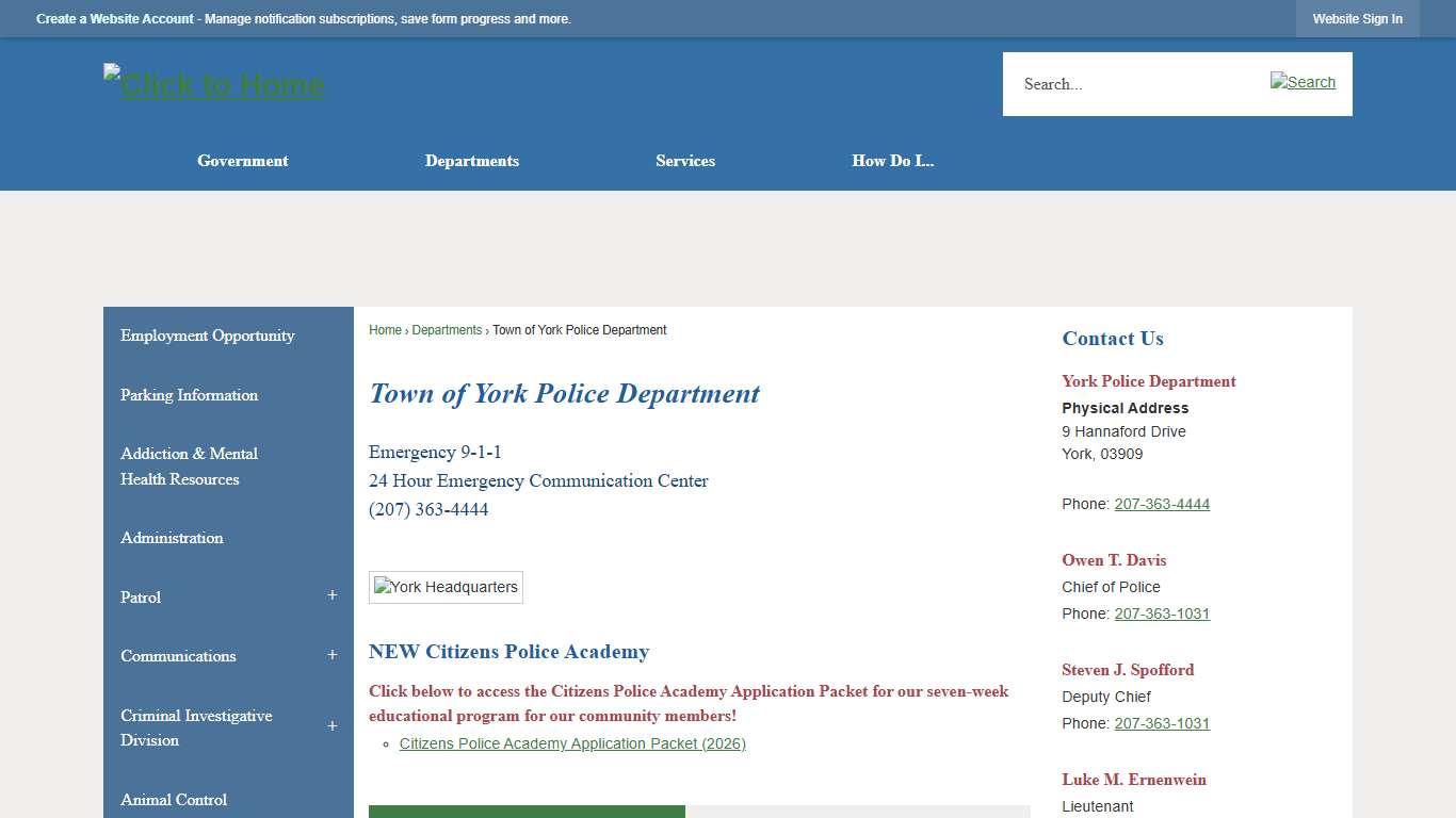 Town of York Police Department York, ME